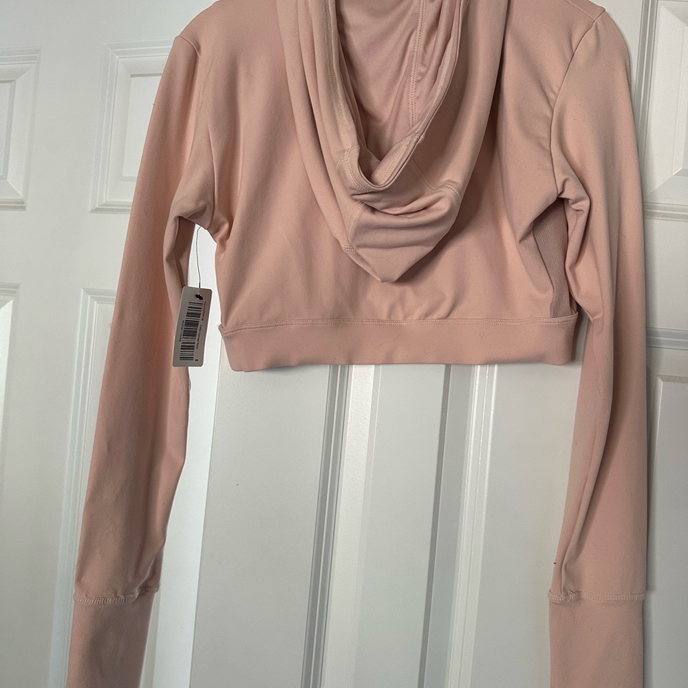 Women's Blush Pink Cropped Athletic Hoodie NWT - Picture 2 of 9